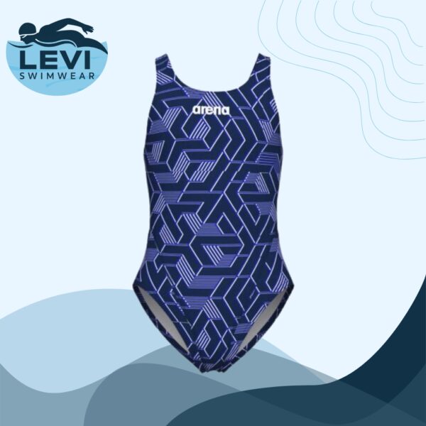 Girls Escape Tech Back Swimsuit - Navy Team