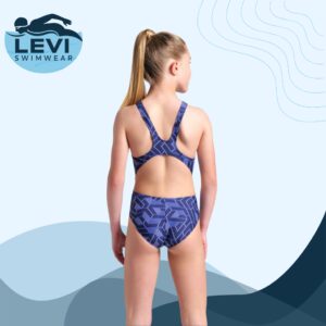 Girls Escape Tech Back Swimsuit - Navy Team